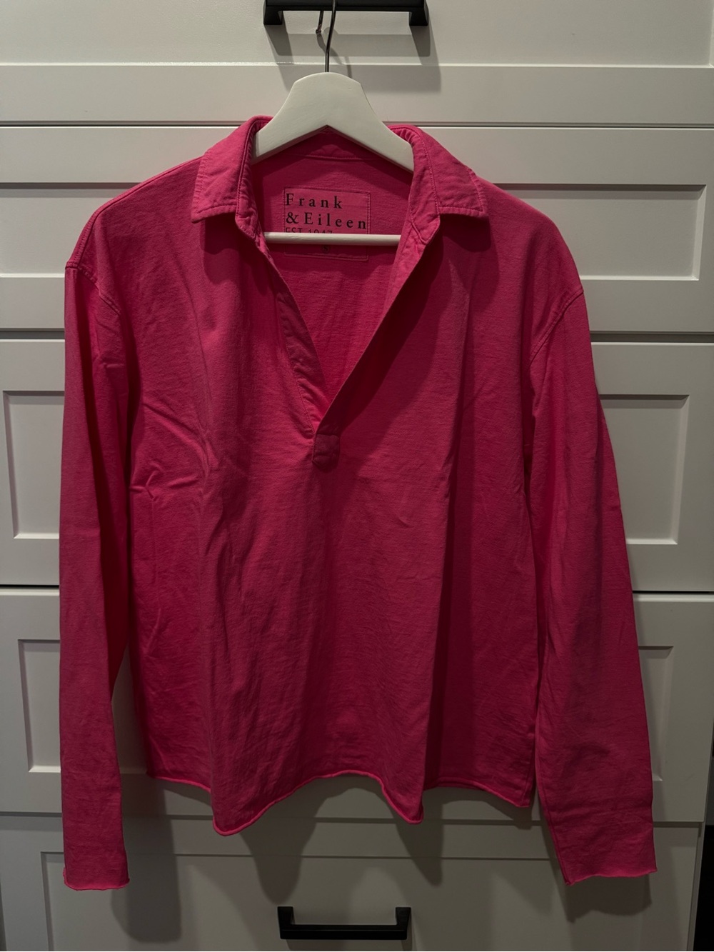 Frank & Eileen Womens Pink Long Sleeve Polo Top size small new